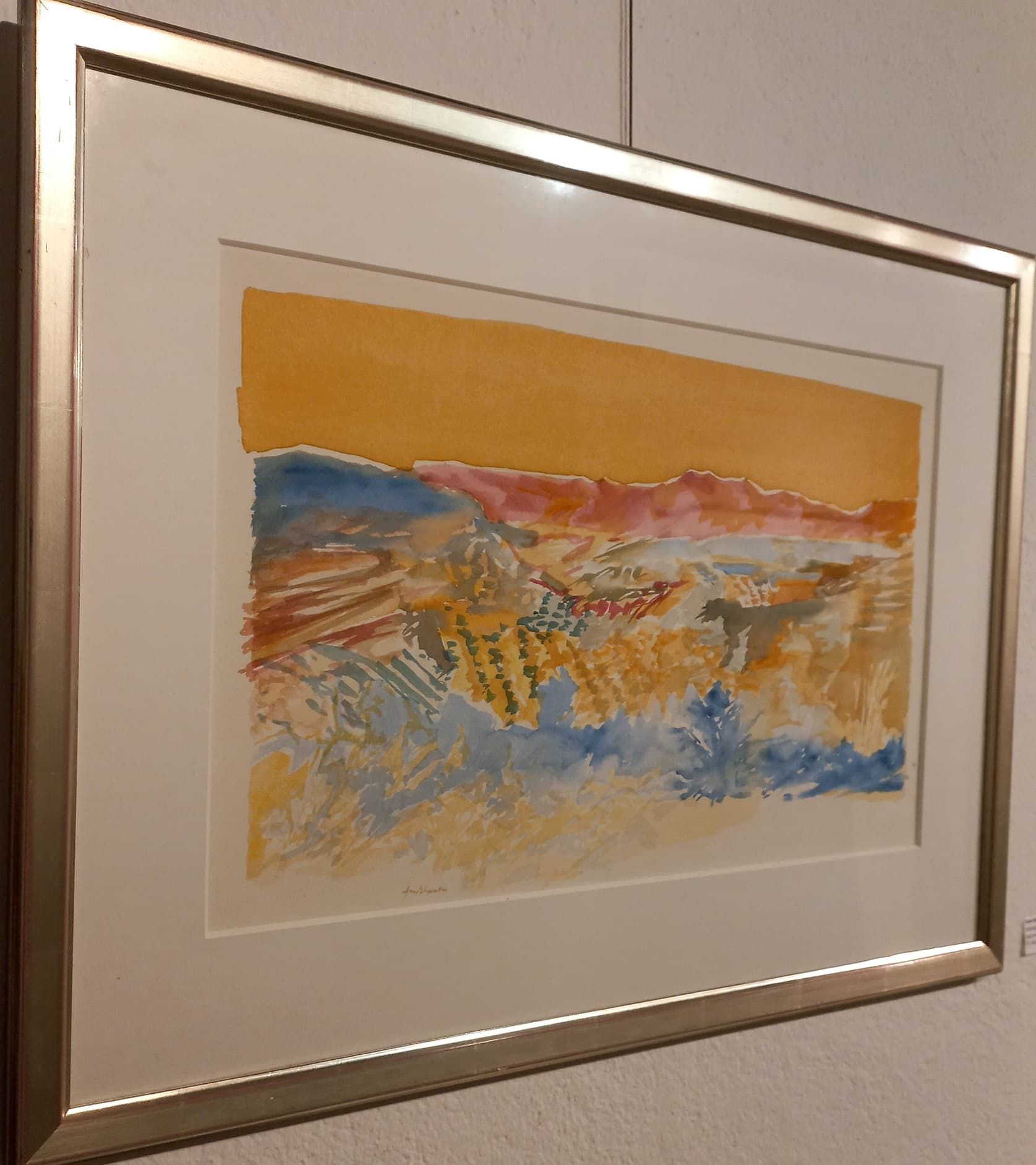 Aquarelle de paysage de Jean-Marc Schwaller, encadrée