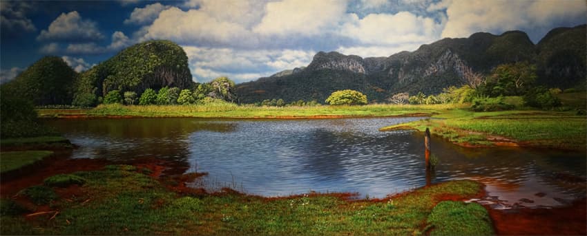 El Descanso, huile sur toile panoramique de Victor Reyes Rosabal